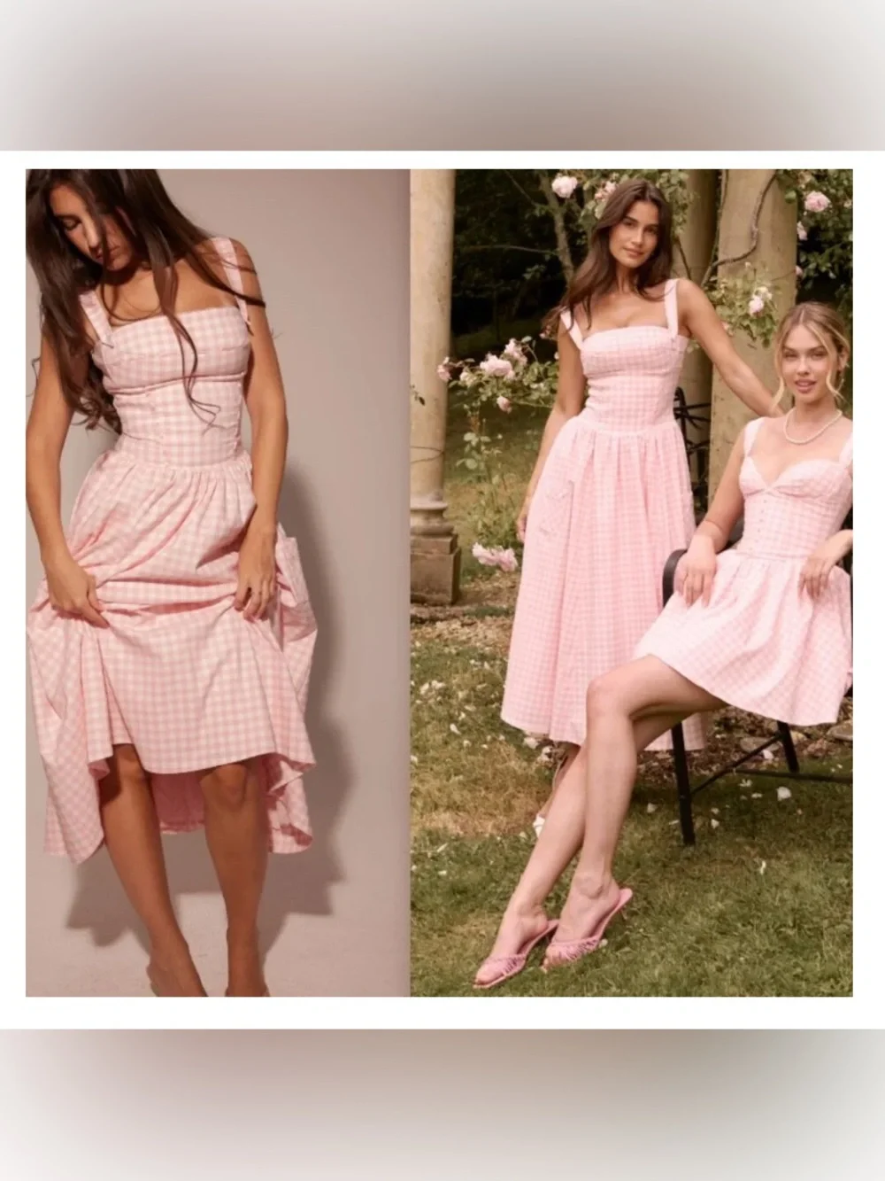 House of CB Vivien pink strawberry shortcake midi dress with pocket - Picture 3 of 5
